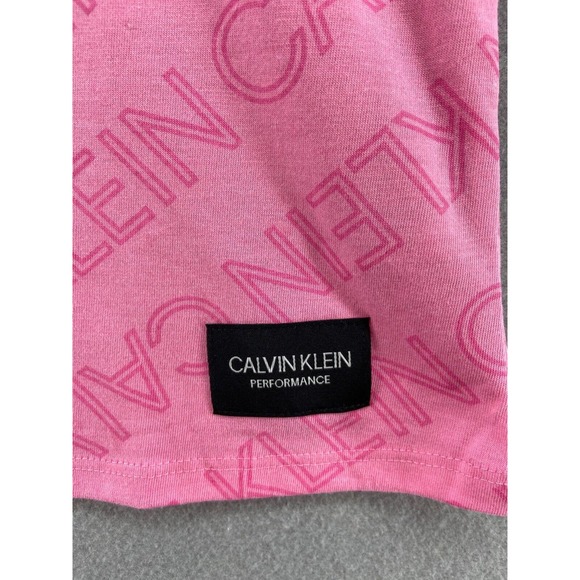Calvin Klein Performance T-Shirt Woman XL 16 Pink Cropped All Over Print NWT‎ - Picture 4 of 11